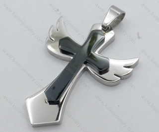 Stainless Steel Black Cross Pendant - KJP050513