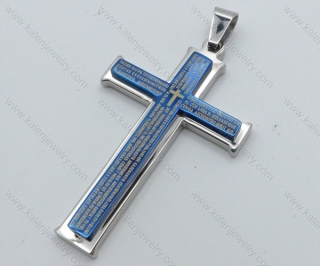 Stainless Steel Blue Plating Cross Pendant - KJP050523