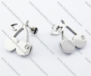 316L Stainless Steel Cherry Earrings with 1 Clear Stone - KJE050736