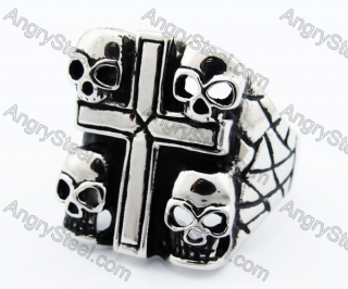 Punk Biker Skull Cross Ring - KJR010183