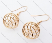 Stainless Steel Rose Gold Round Lantern Line Earrings - KJE050915