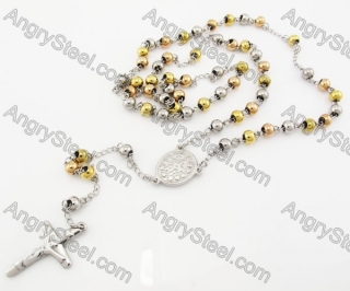 Steel Beads Chain with Cross Necklace KJN750009