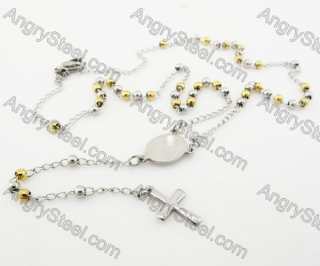 Steel Beads Chain with Cross Necklace KJN750025