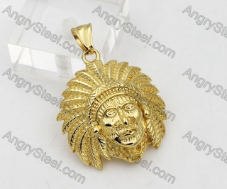 Gold Plating Steel Indian Chief Pendant KJP260006